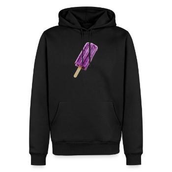 Glace violette sur un bâtonnet - Sweat à capuche Premium bio Homme - noir - Devant - Nico (187cm)