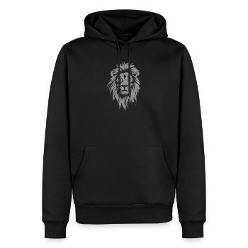 Majestueuse tête de lion aux yeux bleus - Sweat à capuche Premium bio Homme - noir - Devant - Nico (187cm)