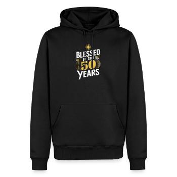 Conception de la célébration du 50e anniversaire - Sweat à capuche Premium bio Homme - noir - Devant - Nico (187cm)