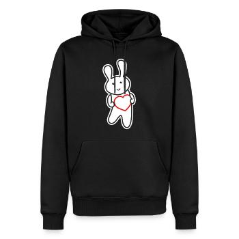 Häschen mit Herz: Liebe & Niedlichkeit - Männer Premium Bio Hoodie - Schwarz - Vorne - Nico (187cm)