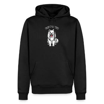 Samoyède Fluff Puissance Mignon Moelleux - Sweat à capuche Premium bio Homme - noir - Devant - Nico (187cm)
