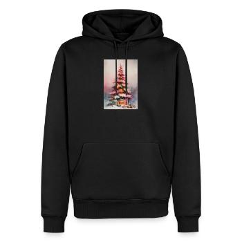 Watercolor pastel Christmas tree - Men’s Premium Organic Hoodie - black - Front - Nico (187cm)