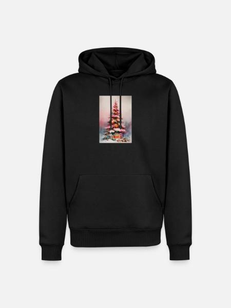 Aquarellpastell-Weihnachtsbaum - Männer Premium Bio Hoodie - Schwarz