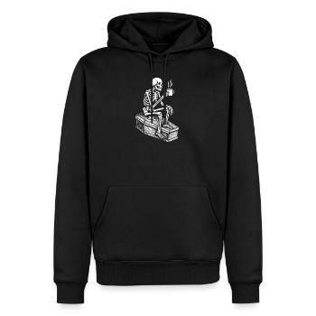Skelett, das Espresso trinkt - Männer Premium Bio Hoodie - Schwarz - Vorne - Nico (187cm)