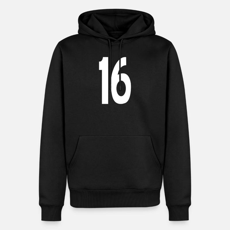 16 Sechzehn - Männer Premium Bio Hoodie - Schwarz