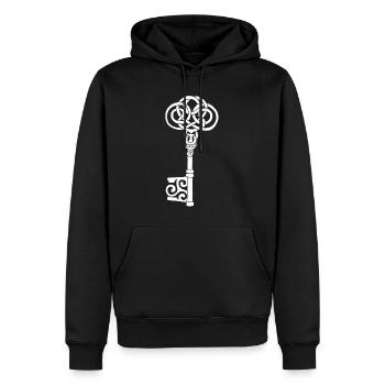 White Celtic Key - Men’s Premium Organic Hoodie - black - Front - Nico (187cm)