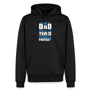 Papa Vater von drei Mädchen Töchtern - Männer Premium Bio Hoodie - Schwarz - Vorne - Nico (187cm)