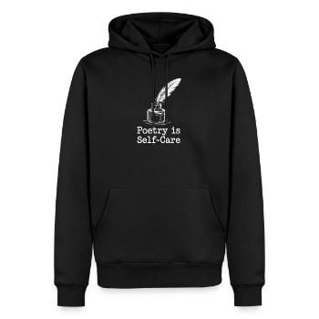 La poésie est un soin de soi - Sweat à capuche Premium bio Homme - noir - Devant - Nico (187cm)