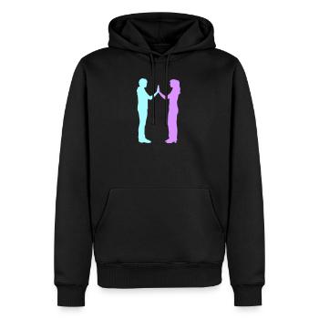Menschen Gruppe Silhouette Freunde Team Zusammen - Männer Premium Bio Hoodie - Schwarz - Vorne - Nico (187cm)