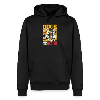 Les chiens rendent la vie meilleure dans le design de bandes dessinées - Sweat à capuche Premium bio Homme - noir - Devant - Nico (187cm)
