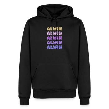 Nom : Alwin - Sweat à capuche Premium bio Homme - noir - Devant - Nico (187cm)
