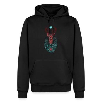 Der Hirsch - Männer Premium Bio Hoodie - Schwarz - Vorne - Nico (187cm)