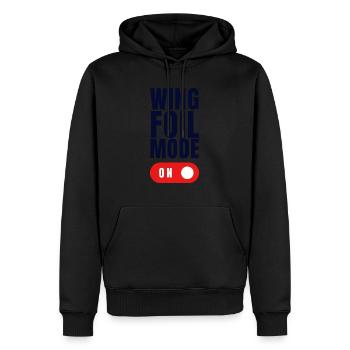 Wing Foil Mode - Men’s Premium Organic Hoodie - black - Front - Nico (187cm)