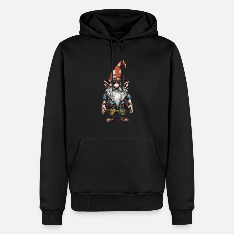 Dessin de nain de jardin - Sweat à capuche Premium bio Homme - noir