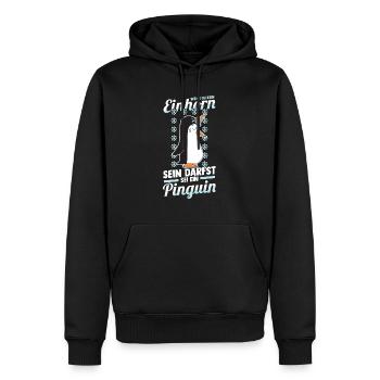 Einhorn Pinguin - Männer Premium Bio Hoodie - Schwarz - Vorne - Nico (187cm)