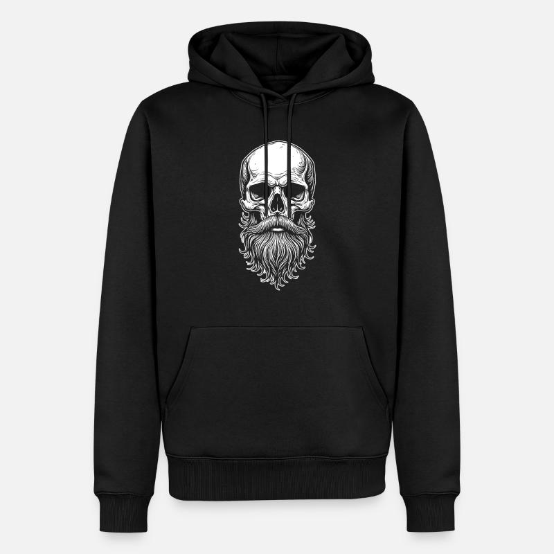 Skull mit Bart - Männer Premium Bio Hoodie - Schwarz