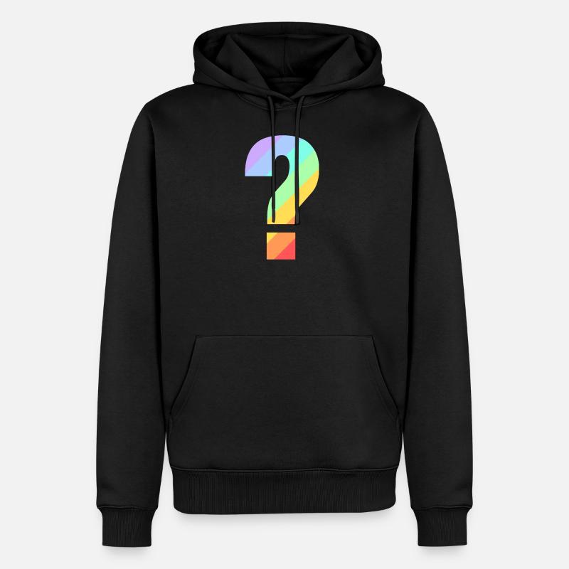 Regenbogen Fragezeichen - Männer Premium Bio Hoodie - Schwarz