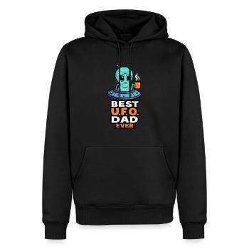 Best UFO Dad Ever Alien Design - Männer Premium Bio Hoodie - Schwarz - Vorne - Nico (187cm)