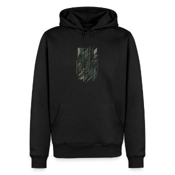 Geometrisches Tarngitter - Männer Premium Bio Hoodie - Schwarz - Vorne - Nico (187cm)