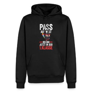 1.Klasse Ninja Schulanfänger Geschenk - Männer Premium Bio Hoodie - Schwarz - Vorne - Nico (187cm)