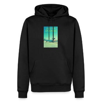 Conception de SAUVONS NOS OCÉANS - Sweat à capuche Premium bio Homme - noir - Devant - Nico (187cm)