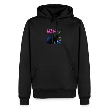 0 chatte - Sweat à capuche Premium bio Homme - noir - Devant - Nico (187cm)
