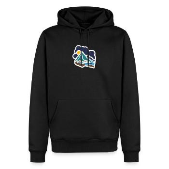 Mountain Back - Men’s Premium Organic Hoodie - black - Front - Nico (187cm)