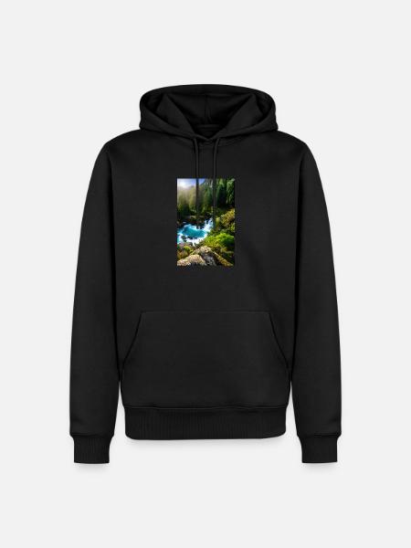 River Landscape - Men’s Premium Organic Hoodie - black
