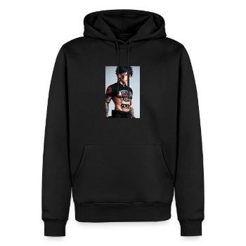 Personne d’anime japonais - Sweat à capuche Premium bio Homme - noir - Devant - Nico (187cm)