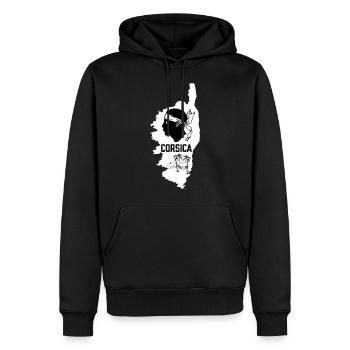 Corsica Insel mit Palmen Meer und einer Hängematte - Männer Premium Bio Hoodie - Schwarz - Vorne - Nico (187cm)
