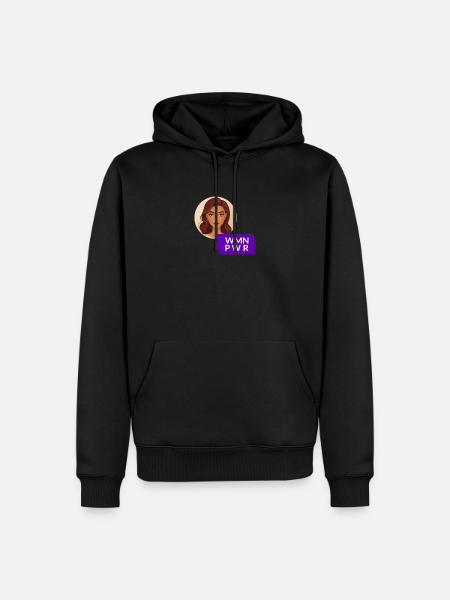 WMN PWR - Female Face - 02 - Men’s Premium Organic Hoodie - black