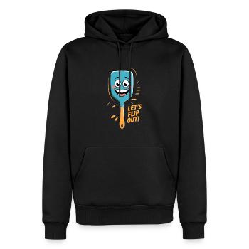Illustration de dessin animé de spatule drôle - Sweat à capuche Premium bio Homme - noir - Devant - Nico (187cm)