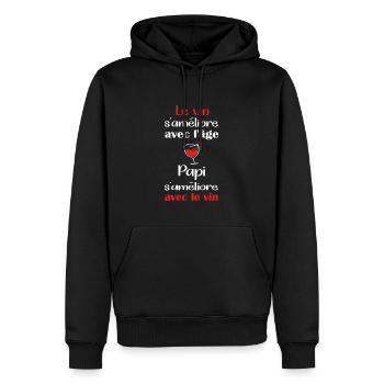 Le vin s'améliore avec l'âge papi s'améliore vin - Sweat à capuche Premium bio Homme - noir - Devant - Nico (187cm)