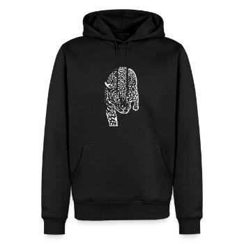 Leopard White - Men’s Premium Organic Hoodie - black - Front - Nico (187cm)