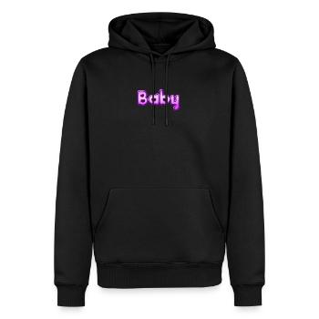 Text Baby - Männer Premium Bio Hoodie - Schwarz - Vorne - Nico (187cm)
