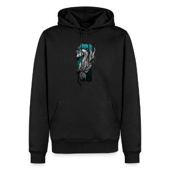 Monture céleste : Cheval ailé s’élevant - Sweat à capuche Premium bio Homme - noir - Devant - Nico (187cm)