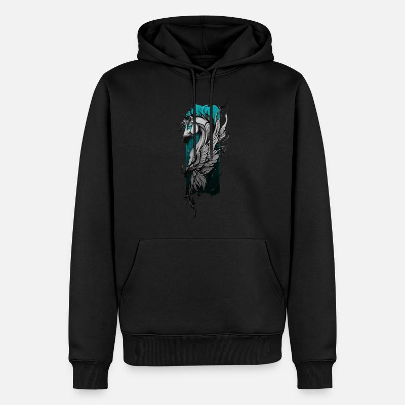 Himmlisches Ross: Geflügeltes Pferd schwebt - Männer Premium Bio Hoodie - Schwarz