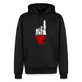 Drapeau polonais numéro 1 utilisé - Sweat à capuche Premium bio Homme - noir - Devant - Nico (187cm)