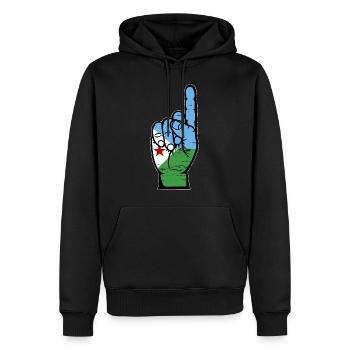 Dschibuti Flagge Nummer 1 used - Männer Premium Bio Hoodie - Schwarz - Vorne - Nico (187cm)