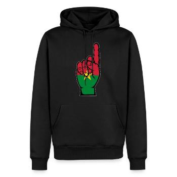 Drapeau du Burkina Faso numéro 1 - Sweat à capuche Premium bio Homme - noir - Devant - Nico (187cm)