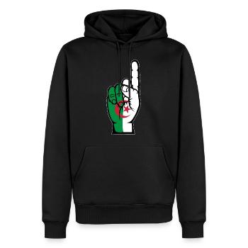 Algerien Flagge Nummer 1 - Männer Premium Bio Hoodie - Schwarz - Vorne - Nico (187cm)