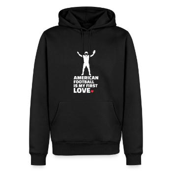 J’adore le football américain élégant - Sweat à capuche Premium bio Homme - noir - Devant - Nico (187cm)