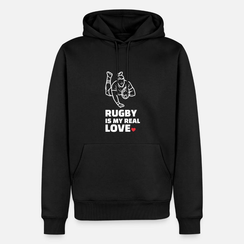 J’adore le rugby - Sweat à capuche Premium bio Homme - noir