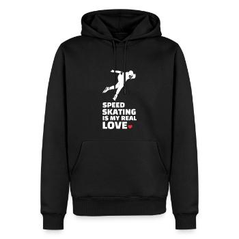 Ich Liebe Speed Skating - Männer Premium Bio Hoodie - Schwarz - Vorne - Nico (187cm)