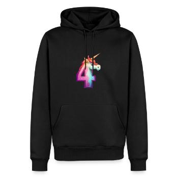 Einhorn 4. Geburtstag - Männer Premium Bio Hoodie - Schwarz - Vorne - Nico (187cm)