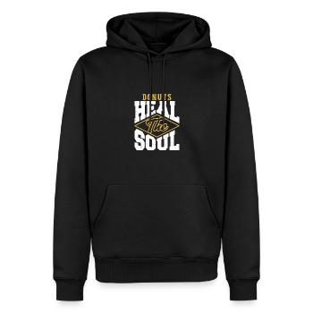 Donuts heilen die Seele Retro-Style-Vibes - Männer Premium Bio Hoodie - Schwarz - Vorne - Nico (187cm)