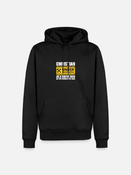 Christian Under Construction Priest Christian - Men’s Premium Organic Hoodie - black