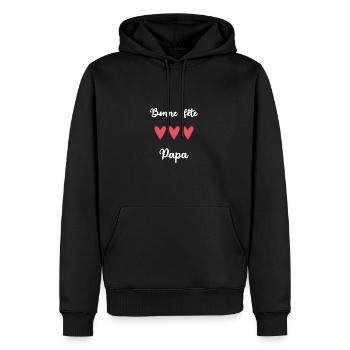 BONNE FÊTE PAPA. PAPA. FÊTE DES PÈRES. BONNE FÊTE - Sweat à capuche Premium bio Homme - noir - Devant - Nico (187cm)