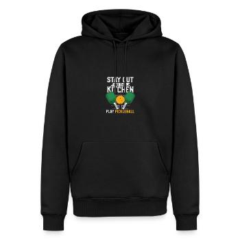 Restez en dehors de la cuisine Jouez au pickleball - Sweat à capuche Premium bio Homme - noir - Devant - Nico (187cm)