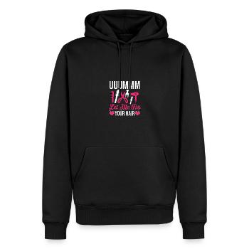 Uuummm laissez-moi réparer votre coiffeur - Sweat à capuche Premium bio Homme - noir - Devant - Nico (187cm)